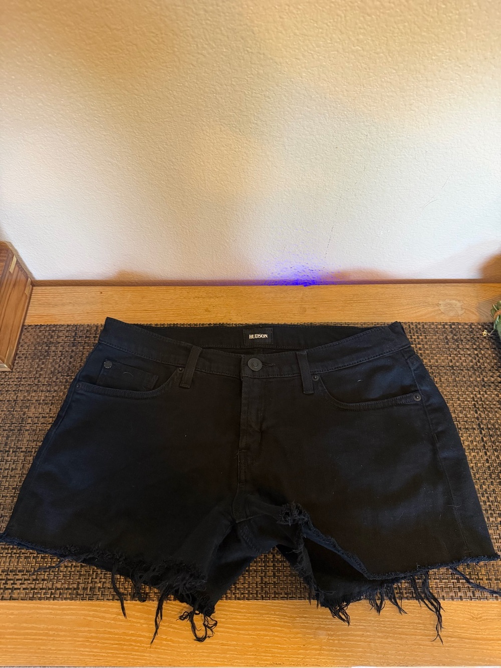 Hudson Jeans Black Distressed Denim Shorts
